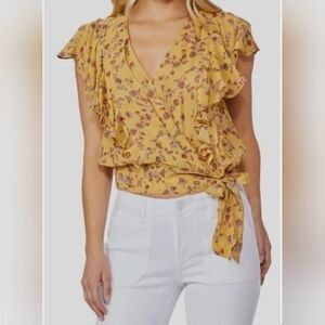 PAIGE Trista Floral Print Silk Blouse-Size XS